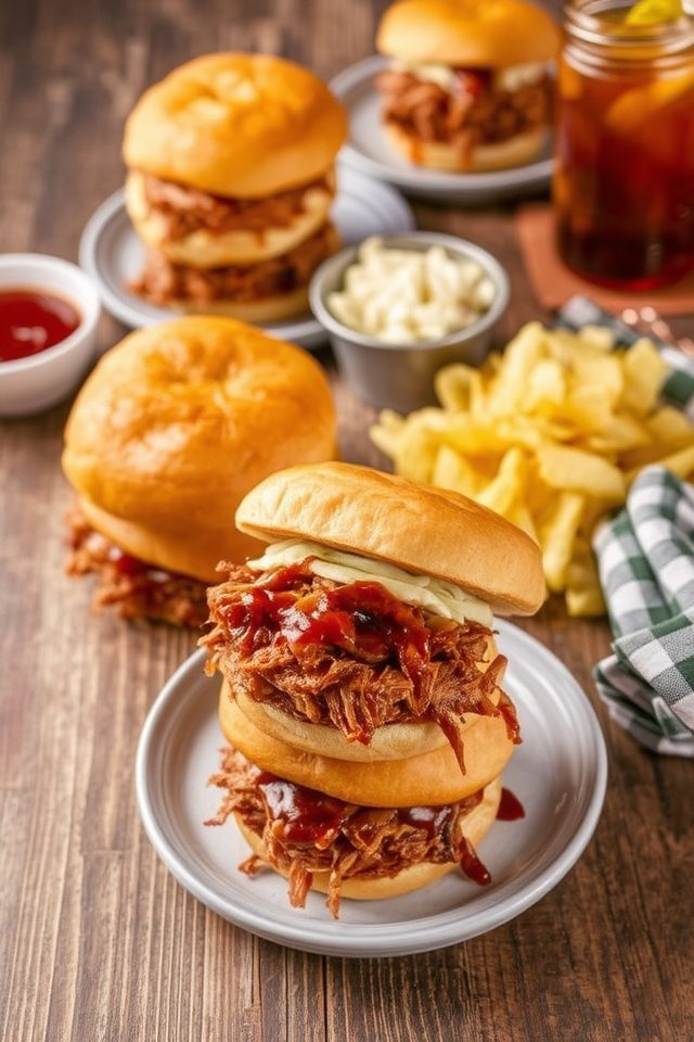 slow cooked tangy pork sandwiches