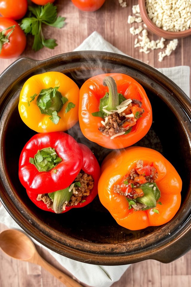 slow cooker stuffed peppers