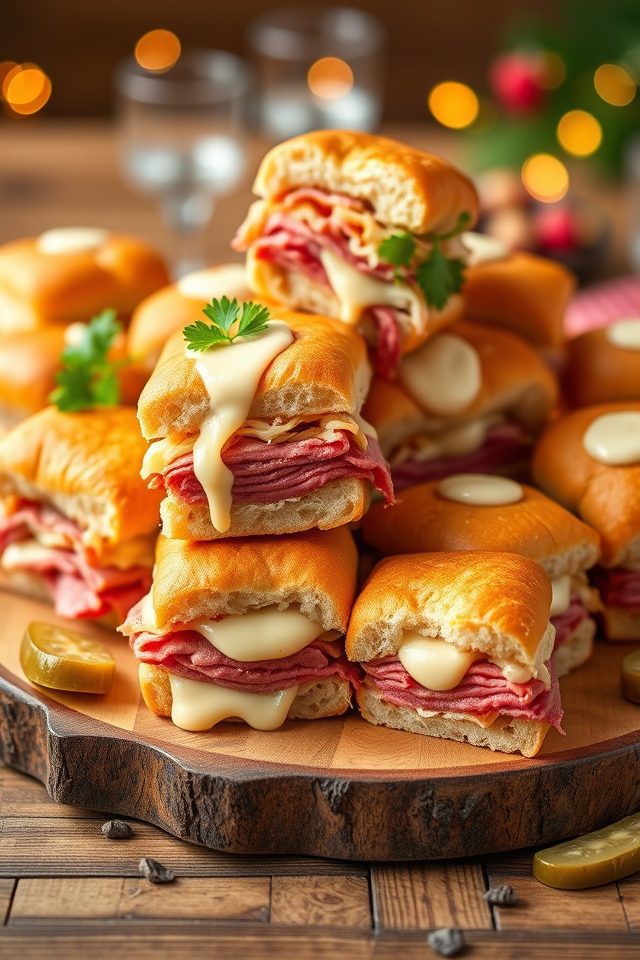 small reuben style sandwiches