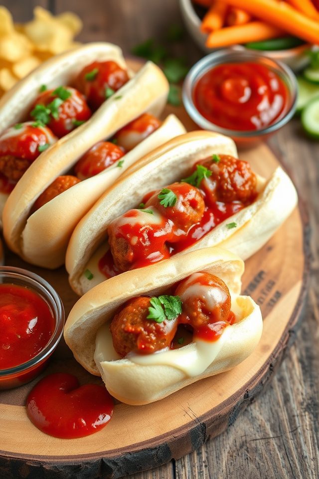 small sandwiches with meatballs