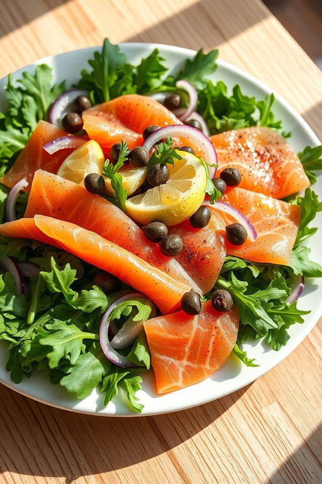smoked salmon arugula salad