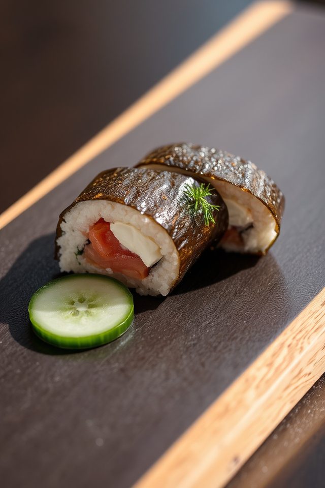 smoked salmon sushi roll