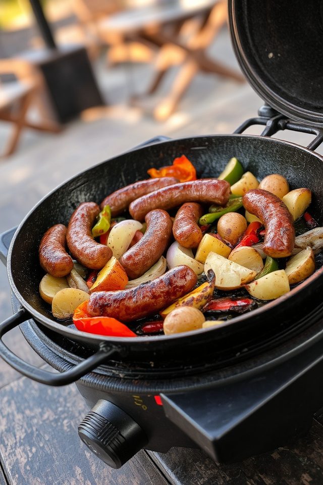 smoked sausage blackstone skillet