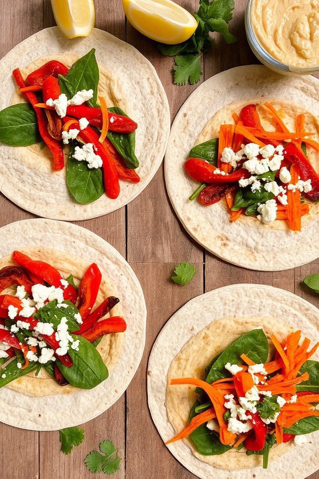 smoky hummus veggie wraps