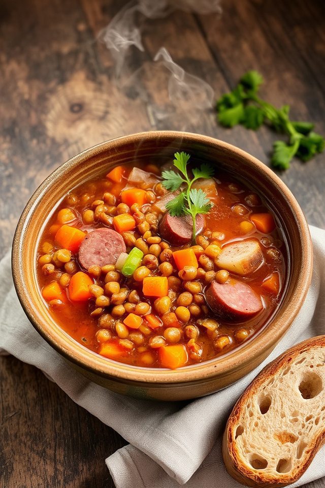 smoky sausage lentil soup