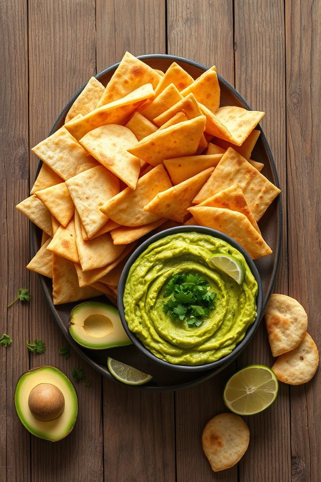 snack pita chips guacamole