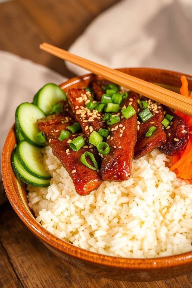 soy glazed beef bowls