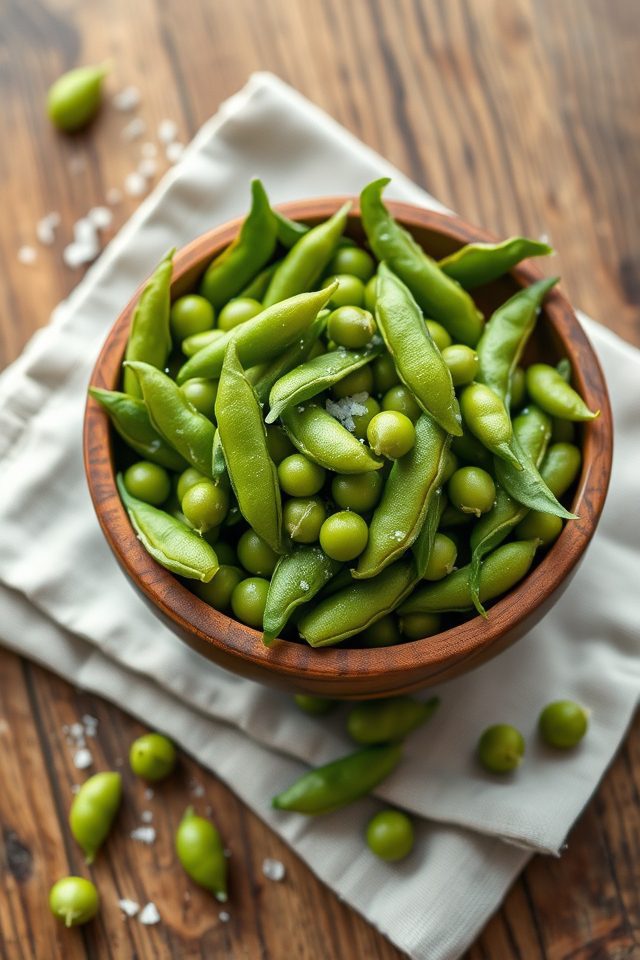 soybeans sprinkled with salt
