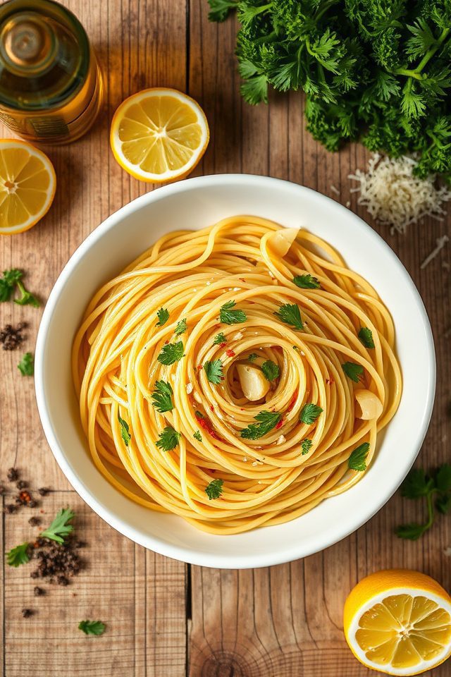 spaghetti garlic herbs pasta