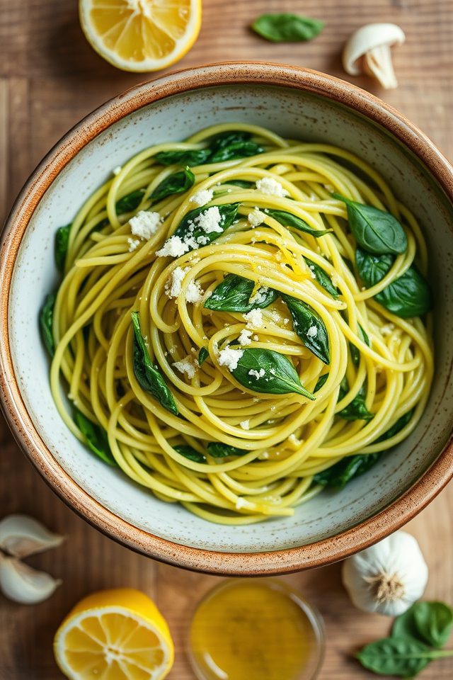 spaghetti lemon garlic spinach