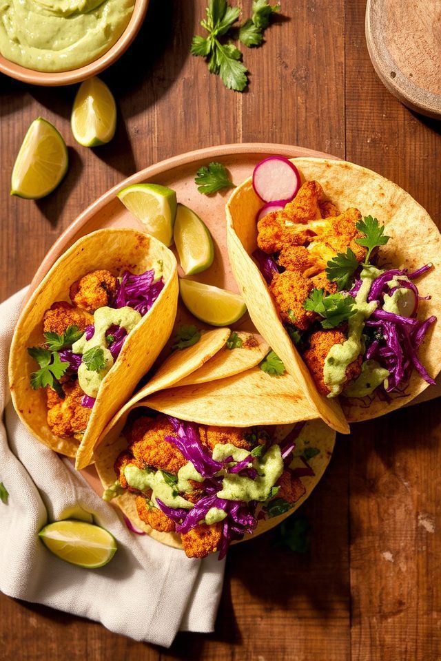 spiced cauliflower avocado tacos