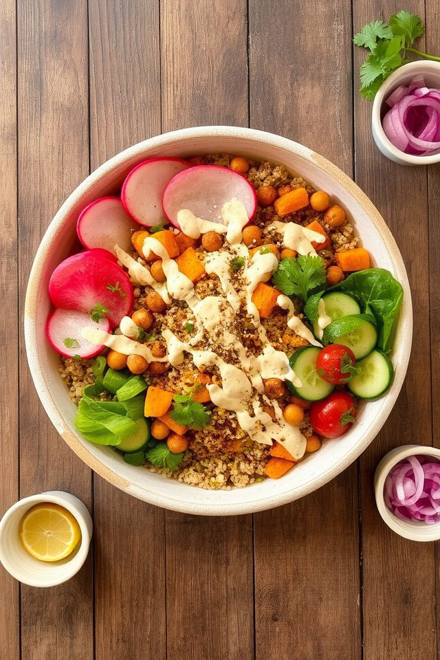 spiced chickpeas veggie bowl