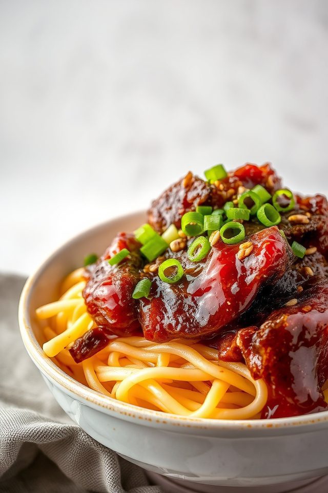 spicy beef noodle bowl