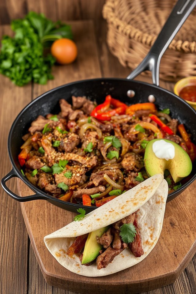 spicy brisket fajita meal