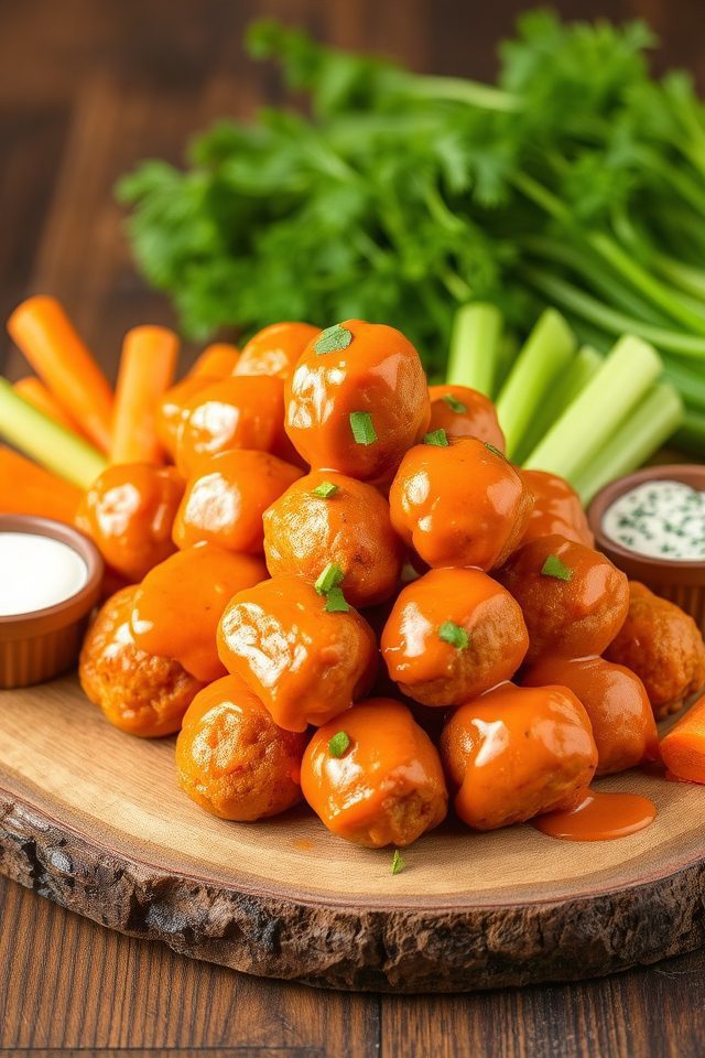 spicy buffalo chicken meatballs
