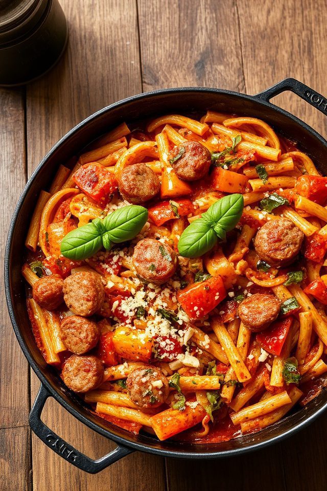 spicy chicken sausage pasta