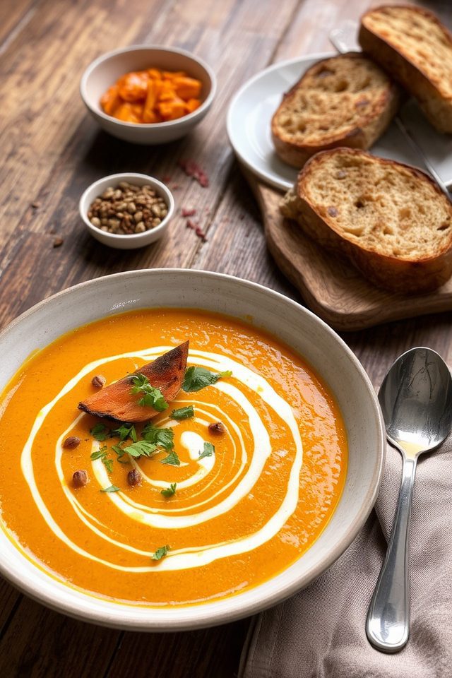 spicy creamy carrot lentil