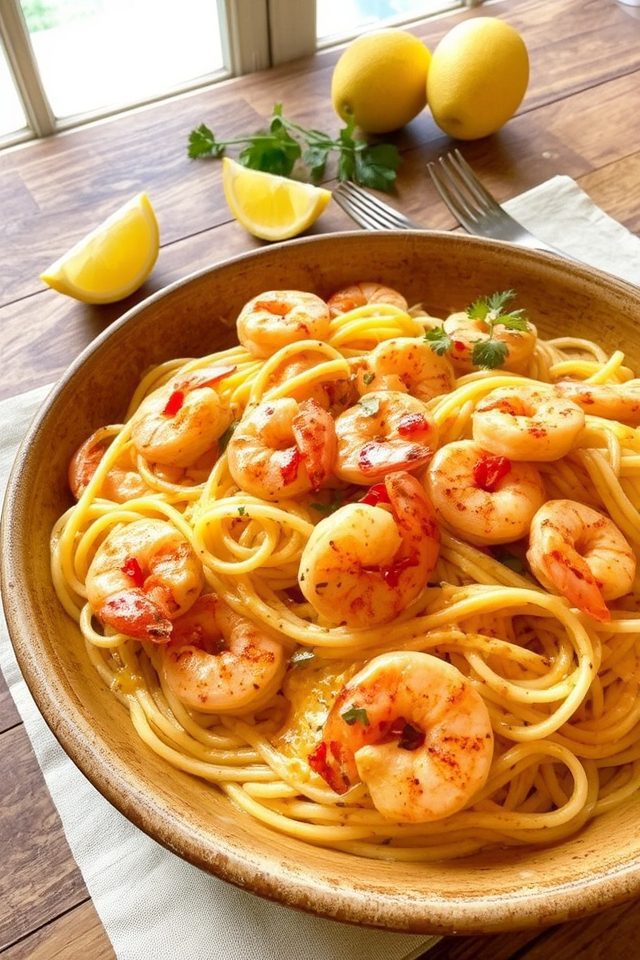 spicy creamy shrimp linguine