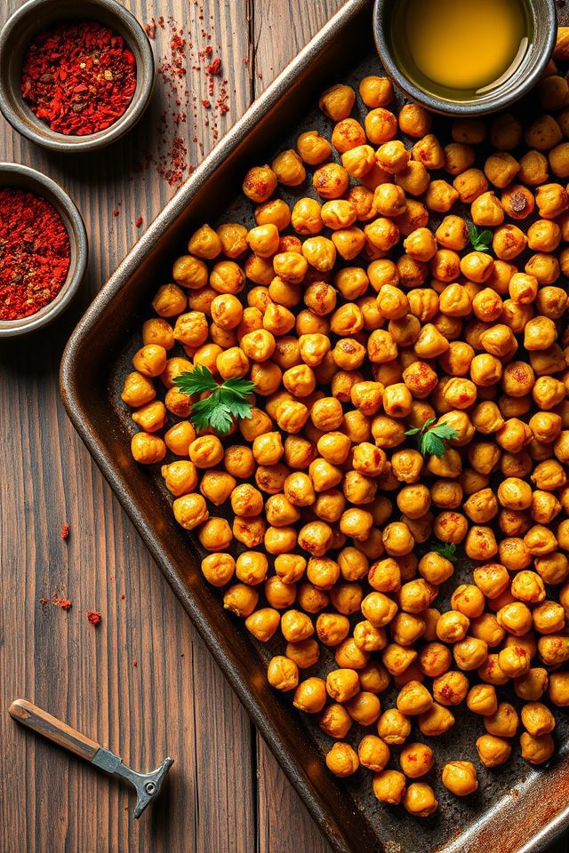 spicy crunchy roasted chickpeas