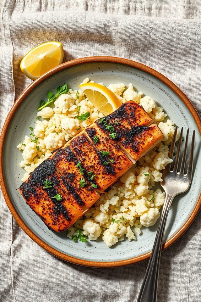 spicy fish cauliflower rice