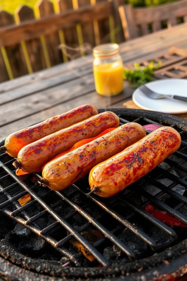 spicy grilled cajun sausages