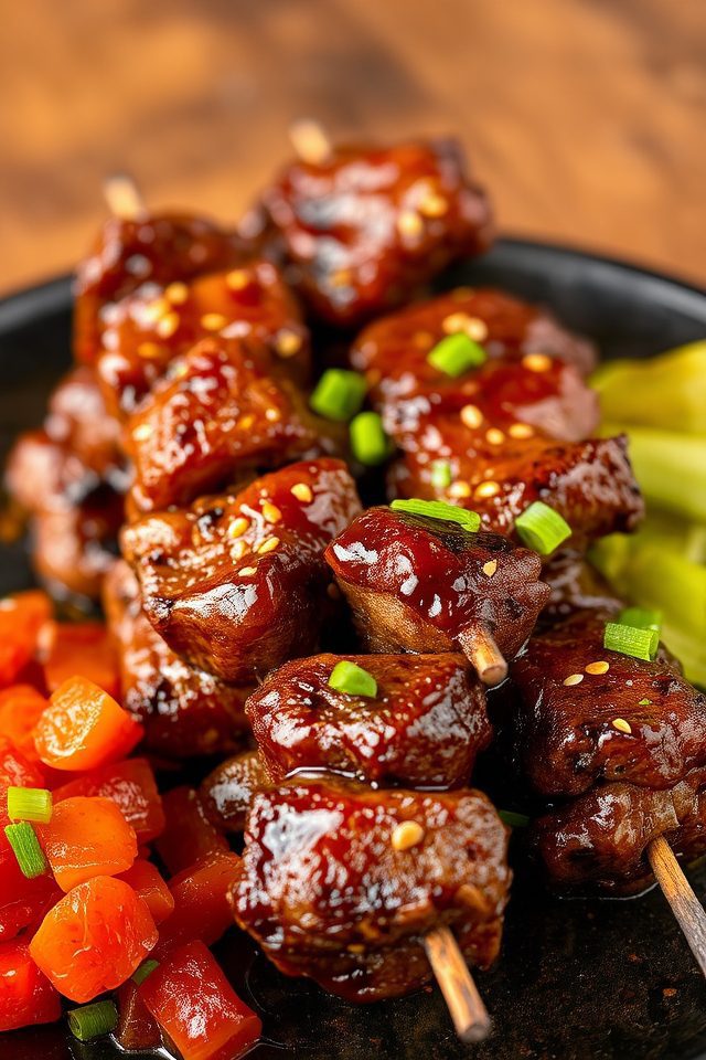 spicy korean beef kebabs