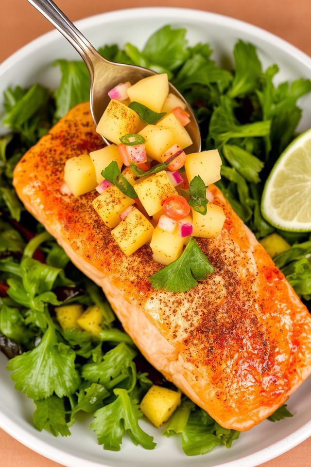 spicy salmon pineapple salsa