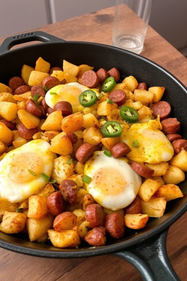 spicy sausage egg skillet