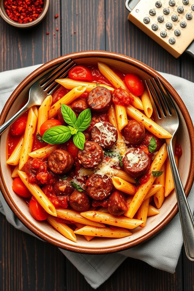spicy sausage pasta dish