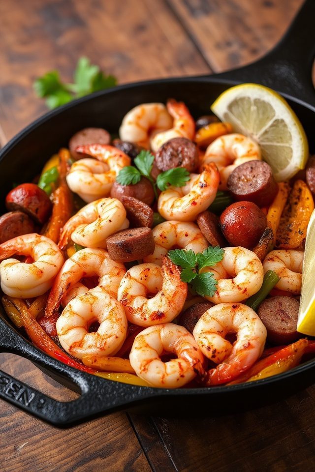 spicy seafood skillet meal