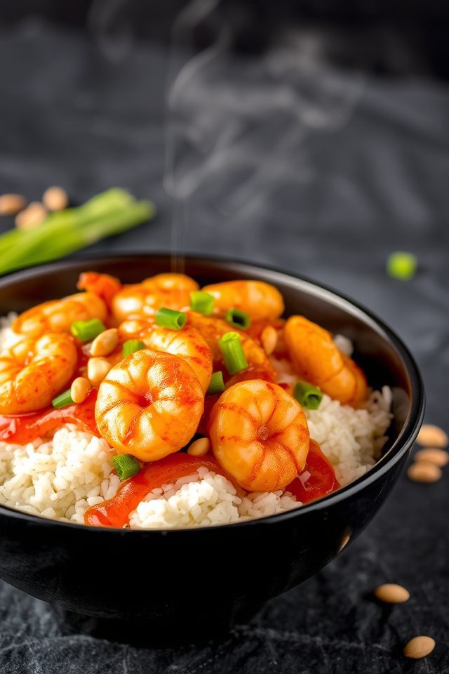spicy shrimp rice bowl