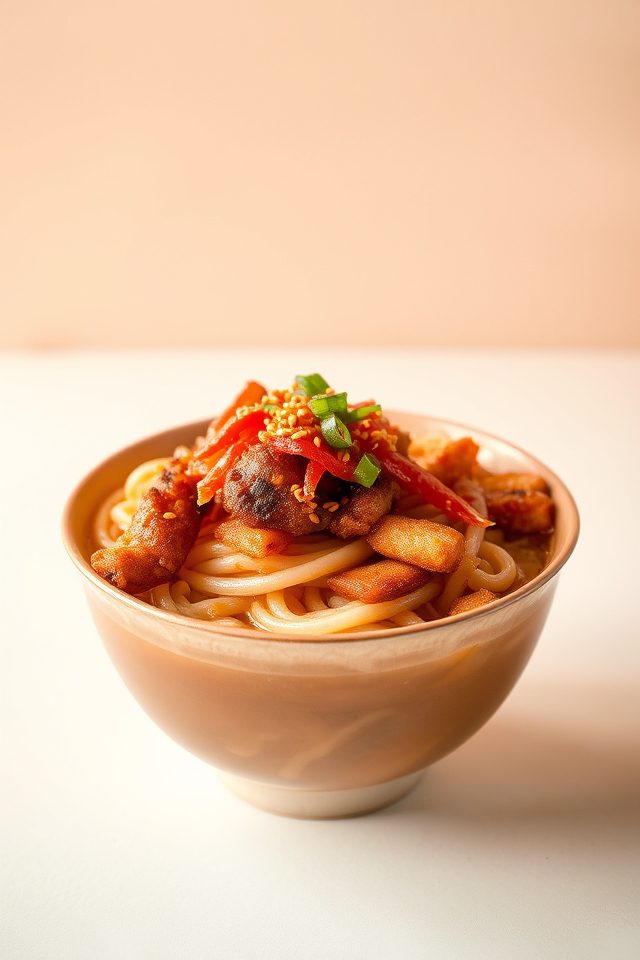 spicy udon noodle dish