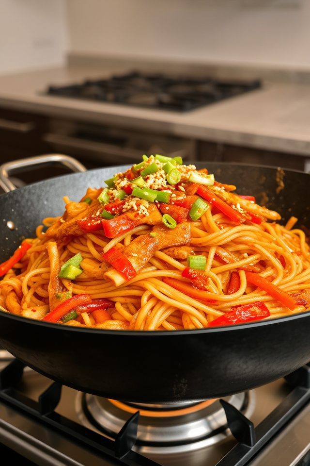 spicy udon noodle dish