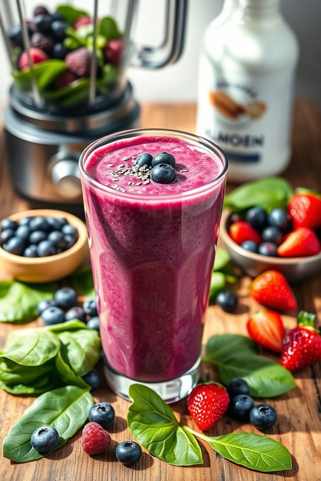 spinach berry protein smoothie