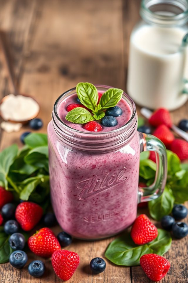 spinach berry protein smoothie