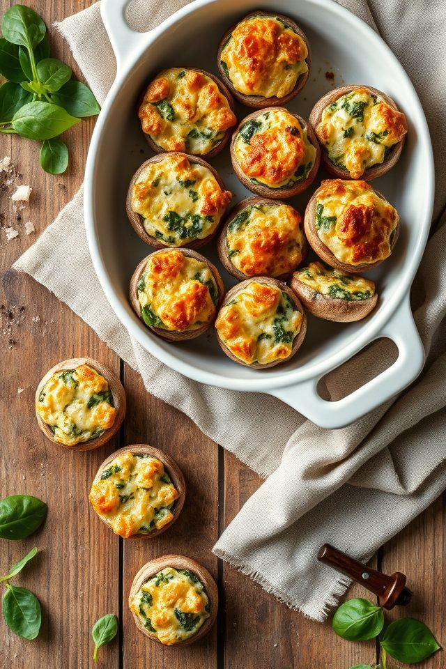 spinach cheese stuffed mushrooms