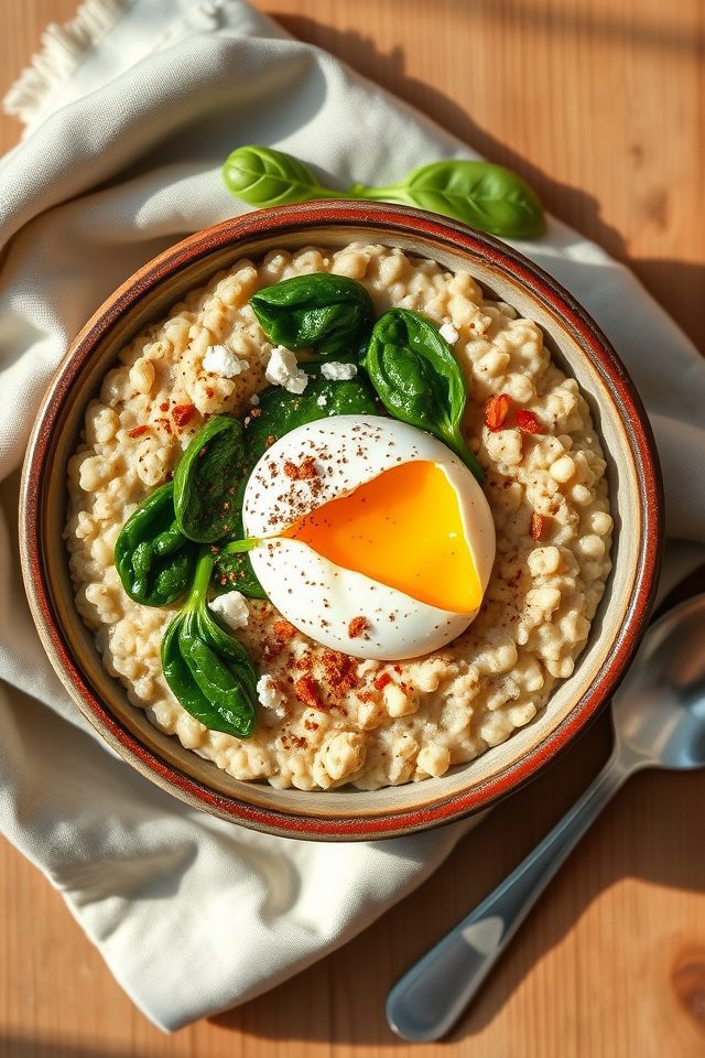 spinach egg savory oatmeal