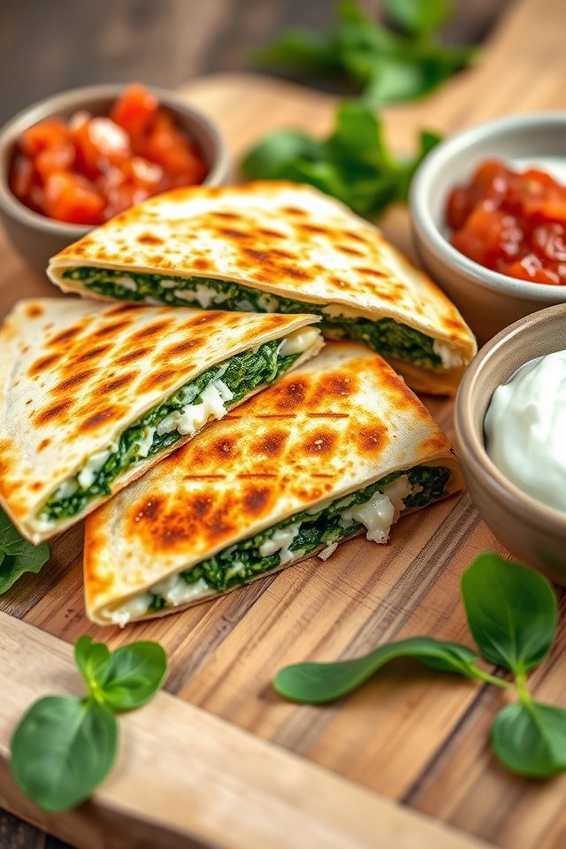 spinach feta cheese quesadillas