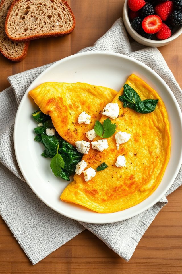 spinach feta vegetable omelette