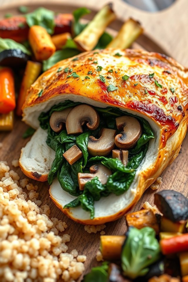 spinach mushroom stuffed chicken