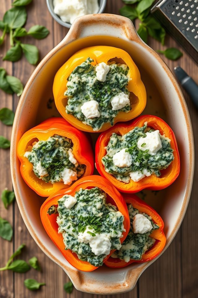 spinach ricotta stuffed peppers