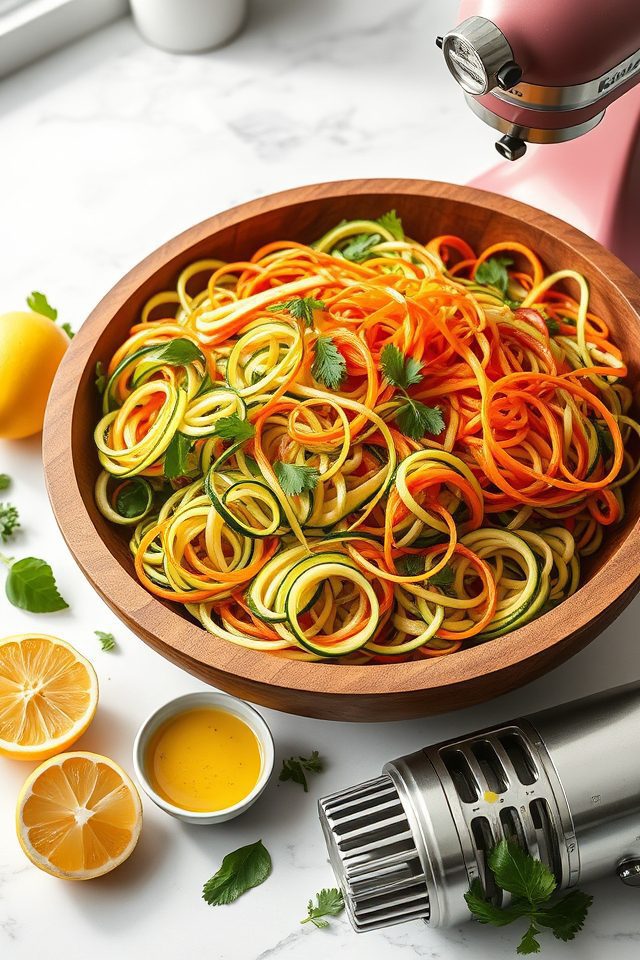 spiralized fresh vegetable salad