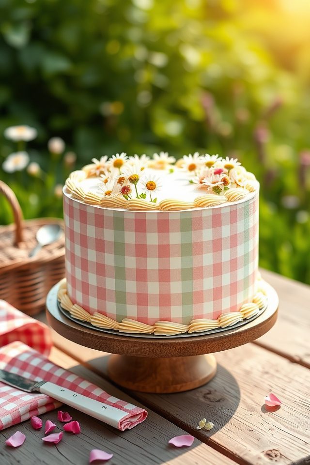 spring gingham picnic cake
