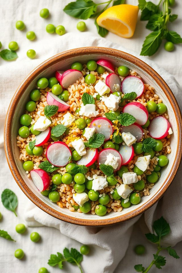 spring pea farro bowl