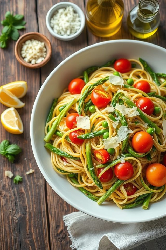 spring vegetable pasta dish