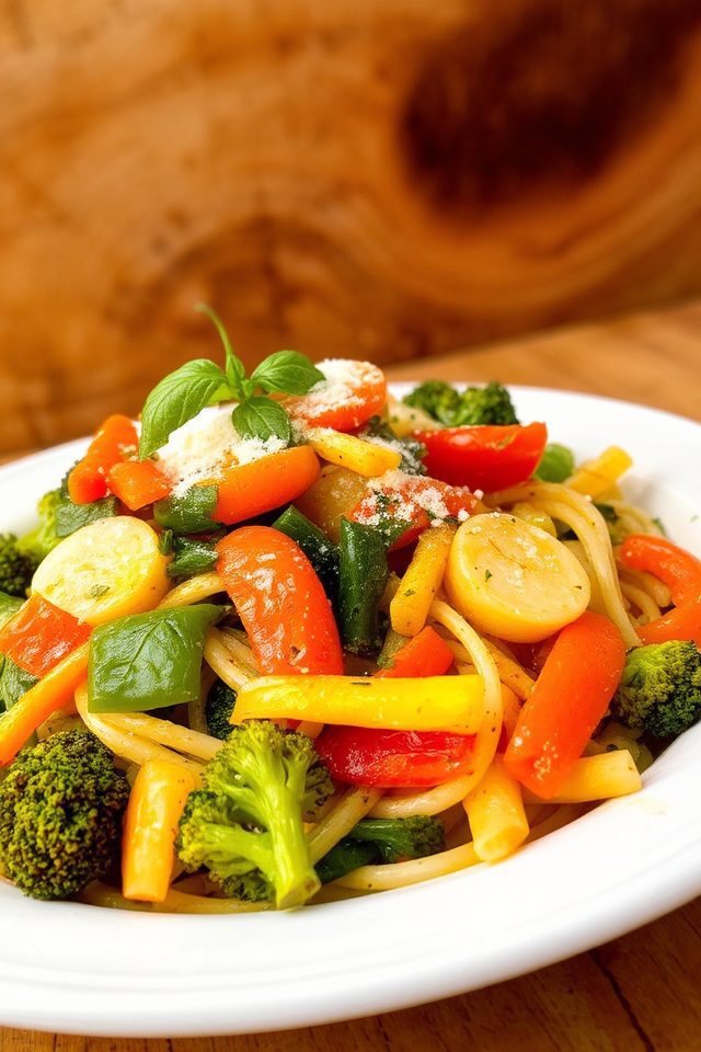 spring vegetable pasta dish