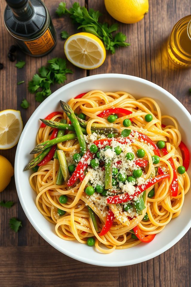 spring vegetable pasta dish