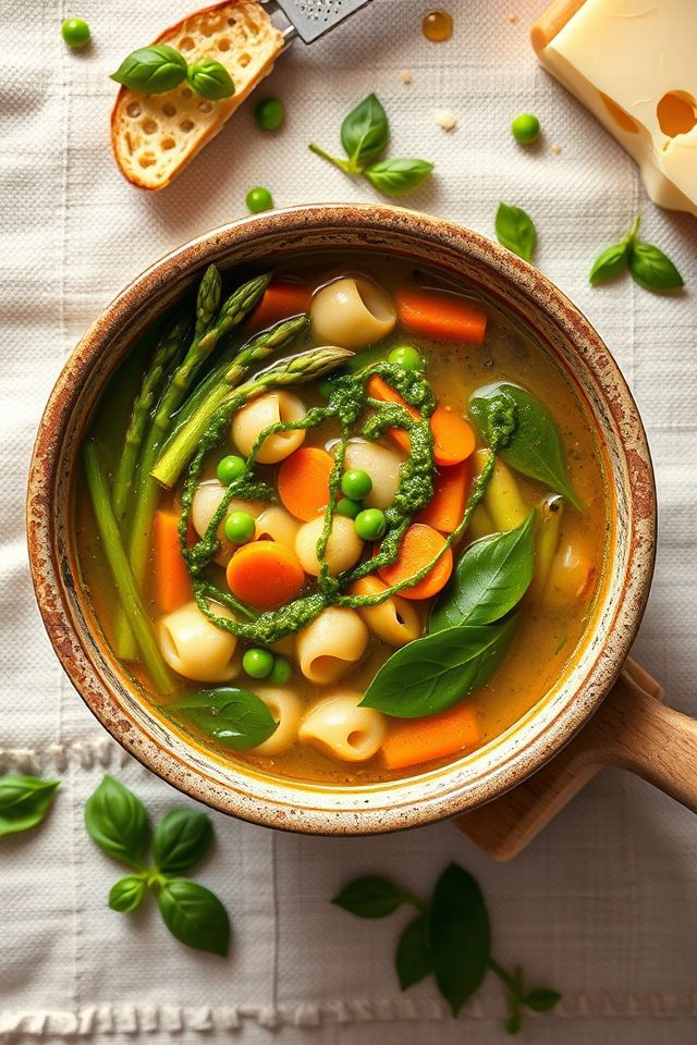 spring vegetable soup pesto