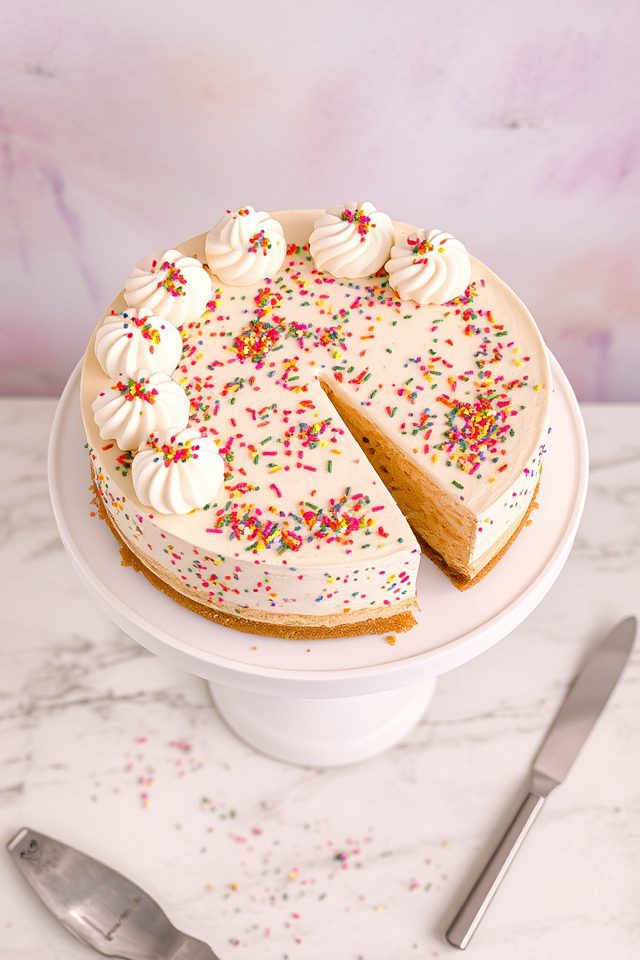 sprinkle filled birthday cheesecake