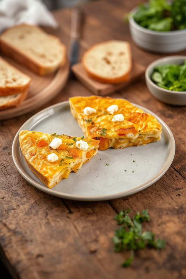 squash and goat frittata
